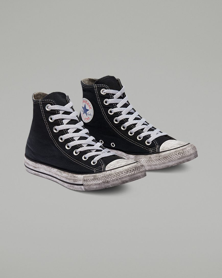 Zapatillas Altas Converse Chuck Taylor All Star Canvas Smoke Mujer Negras Blancas | PE W0P742